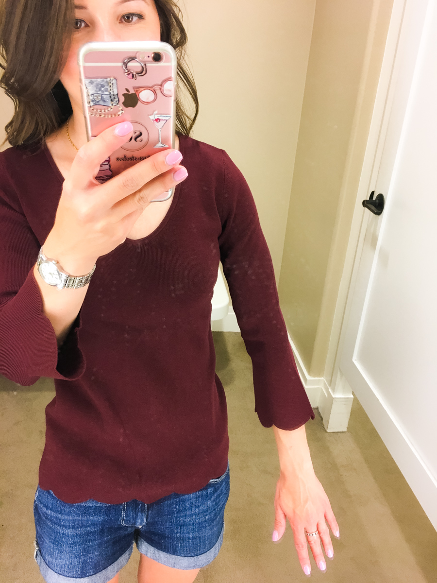 Talbots fall collection review, talbots petite fit, talbots reversible horsebit belt, talbots sweater, talbots parisan style, petite fashion and style blog, #modernclassicstyle scallop top