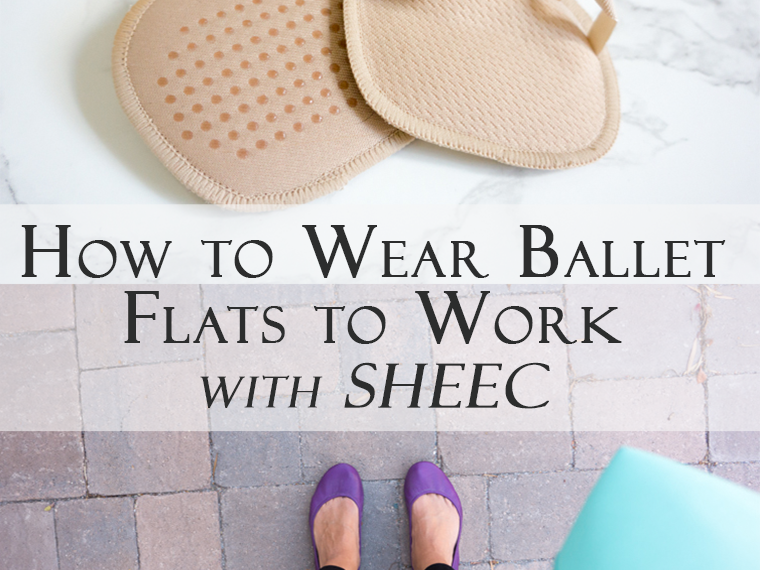 Buying and wearing shoes you love during the workweek is an important step for any busy professional. I put together this practical post of How to Wear Ballet Flats to Work with SHEEC SockShion: Viewpoint from a Healthcare Professional. Petite Professional, comfort, odor control, practical. Pin now and read more later!