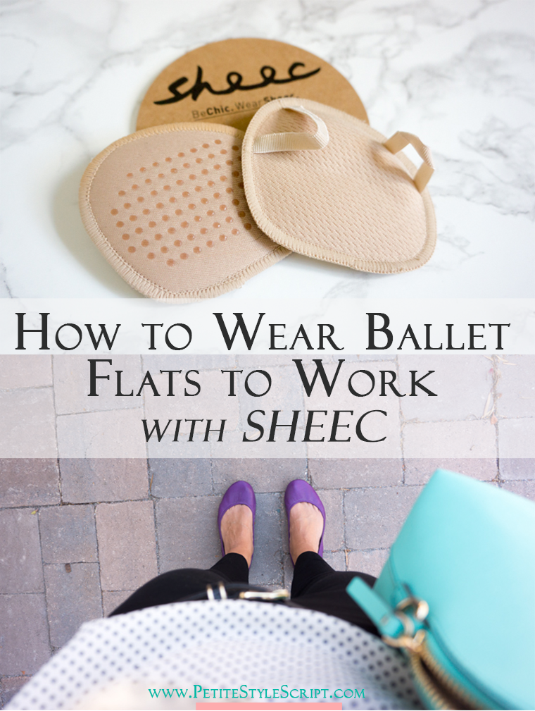 How to wear ballet flats to work | Sheec sockshion | Tieks by Gavrieli | Buying and wearing shoes you love during the workweek is an important step for any busy professional. I put together this practical post of How to Wear Ballet Flats to Work with SHEEC SockShion: Viewpoint from a Healthcare Professional. Petite Professional, comfort, odor control, practical. Pin now and read more later!
