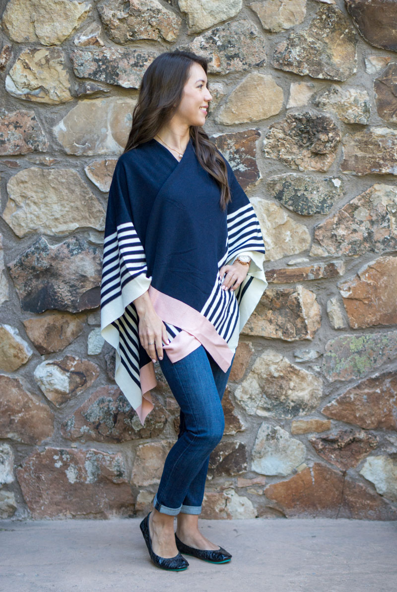 Petite fashion & style | Talbots Wrap Ruana for fall | Talbots Wrap Ruana is the perfect fall layer…use it for chilly outdoor weather, indoor air conditioning or easy travel layer on airline flights or car rides! Click to read more now!