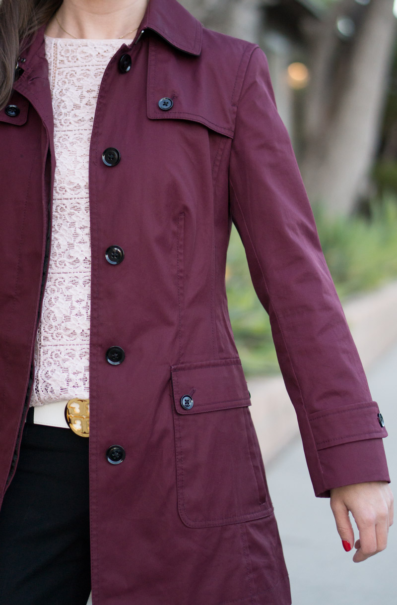 Petite Fashion | Petite Style | Trench Coat Wardrobe Essential Review | Banana Republic burgundy trench coat | J. Crew factory trench coat | 3 Reasons why a trench coat is a wardrobe essential | Finding a petite-friendly trench coat | Click to read more!