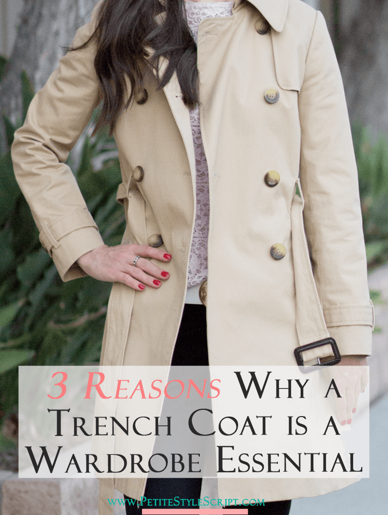 Petite Fashion | Petite Style | Trench Coat Wardrobe Essential Review | Banana Republic burgundy trench coat | J. Crew factory trench coat | 3 Reasons why a trench coat is a wardrobe essential | Finding a petite-friendly trench coat | Click to read more!