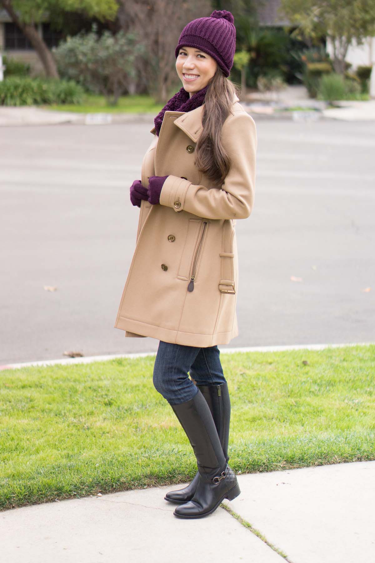 The Company Store Review | Winter Accessories | Baby Alpaca Waffle Knit Hat Gloves Scarf | Burberry Daylesmoore Wool Coat | Ann Taylor Jacket