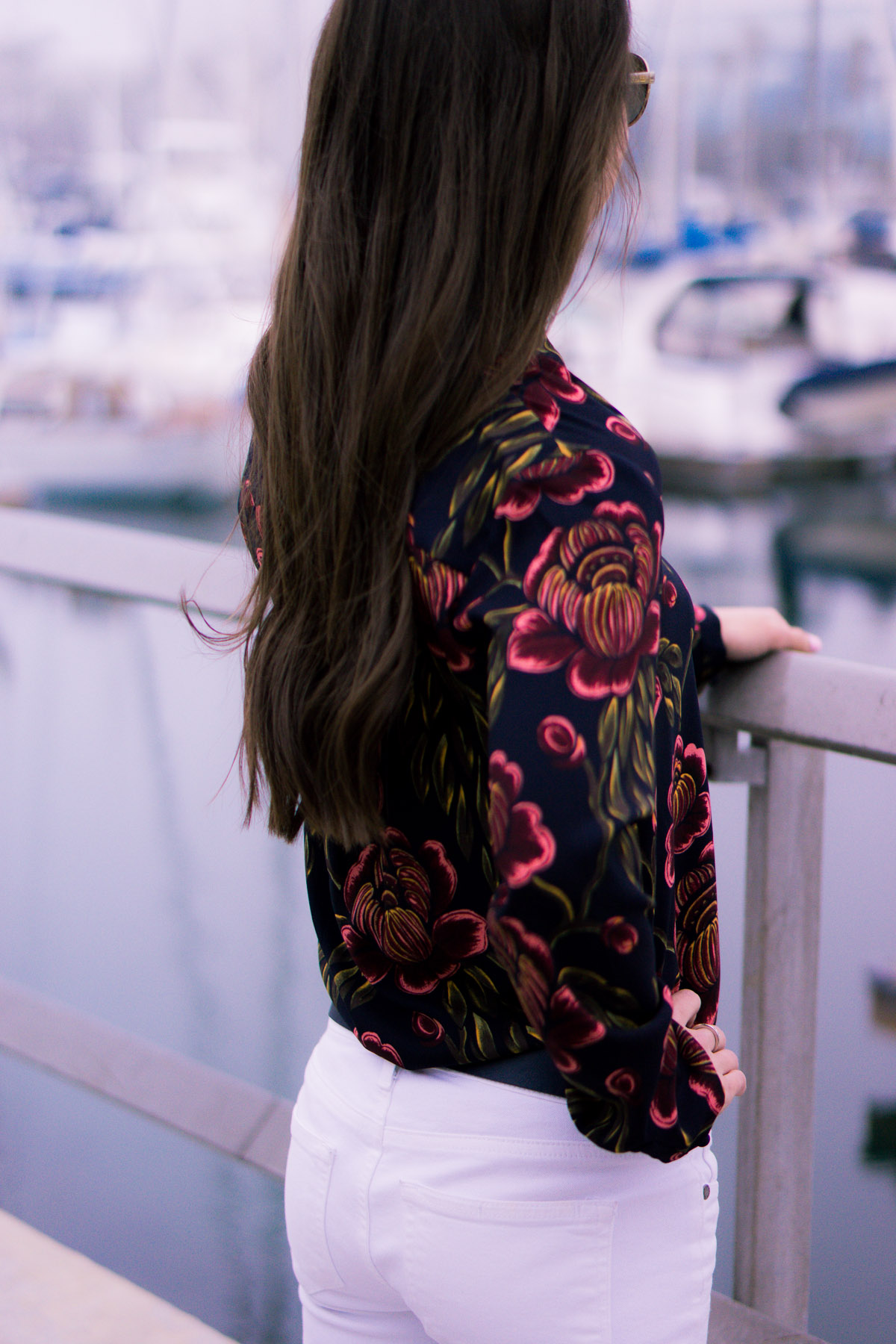 How to wear Spring Florals | Ann Taylor Garden Pleated Petite Blouse | office work date casual outfits| Target Lakitia Sandals | Paige white jeans | J. Crew shorts | Banana Republic Sloan Pants | Talbots horsebit belt clasp | | Tory Burch Chain Wallet