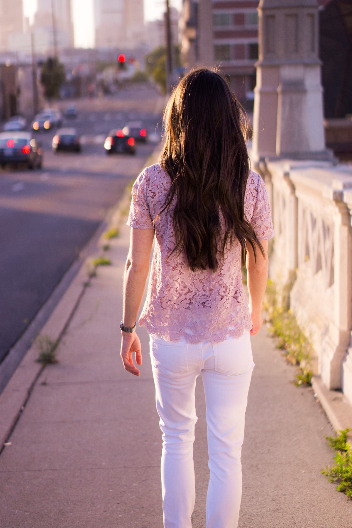 Lace tops are wardrobe essentials | Best Lace Tops | 5 Reasons to Wear Lace Tops | Petite Fashion & style | Why I love lace | Ann Taylor lace tee top | LOFT lace | Loft camisole | clean cami | Tory Burch logo belt | Paige white denim