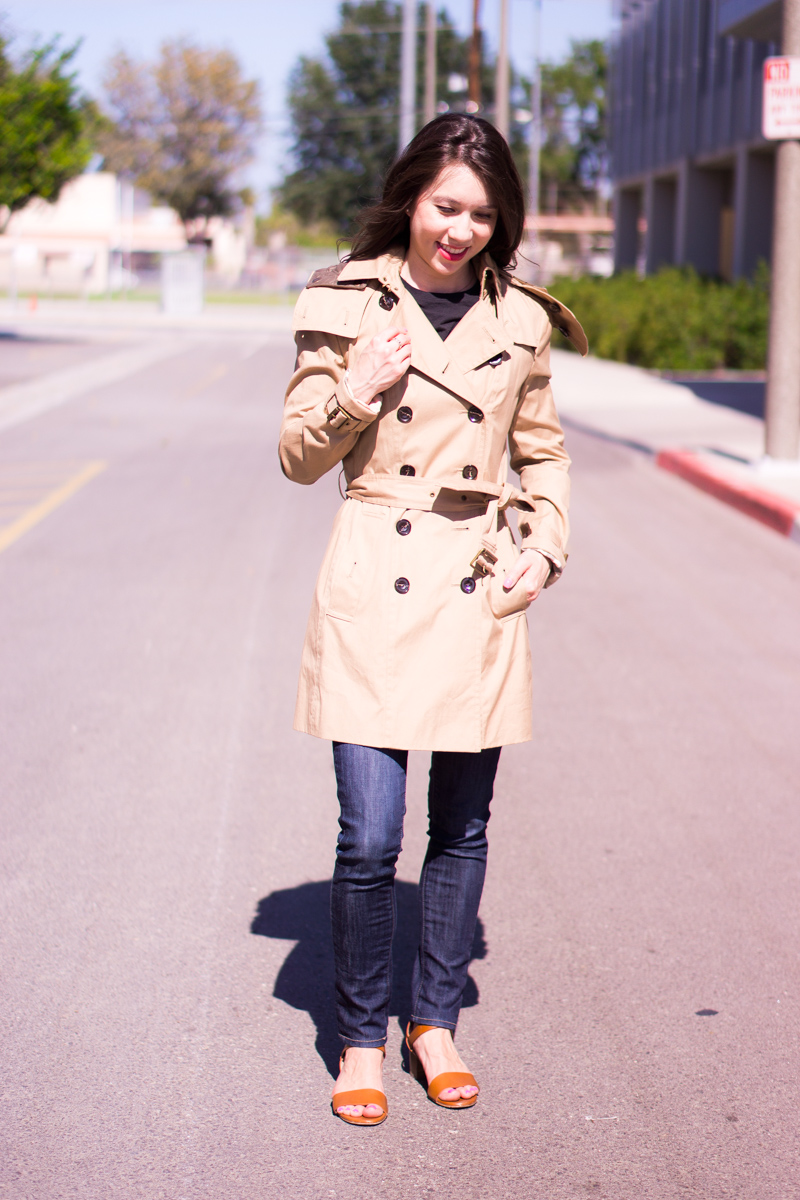 Burberry Whitworth Jacket, Burberry Reymoore, Burberry Haddingfield | Salvatore Ferragamo Carla, Ena, Pimpa heels kitten pumps | M.Gemi attorno sandals | Petite fashion style | figs scrubs-longsleeve tee underscrub | tory burch belt | m. gemi attorno sandal