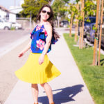 Florals + Yellow | Petite Pleated Skirt