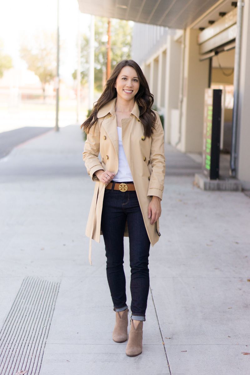 5 Must Have Fall Jackets & Coats | Fall outfit inspiration | Burberry Whitmore Olive Green Military Jacket | Burberry Trench coat with liner and removeable hood | J. Crew Factory trench coat | Banana Republic burgundy trench coat | Petite fashion and style blog | Nordstrom cashmere linen scarf