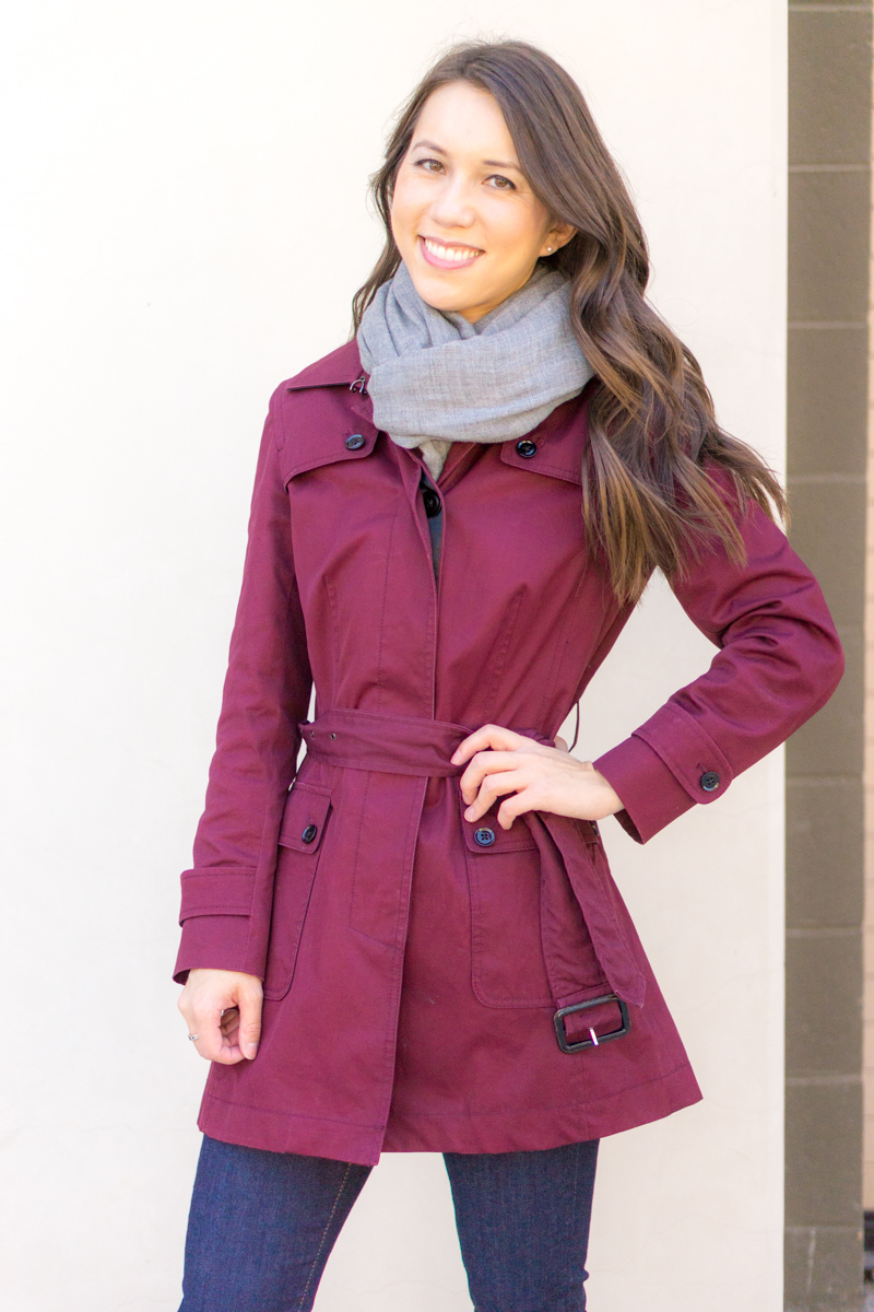 5 Must Have Fall Jackets & Coats | Fall outfit inspiration | Burberry Whitmore Olive Green Military Jacket | Burberry Trench coat with liner and removeable hood | J. Crew Factory trench coat | Banana Republic burgundy trench coat | Petite fashion and style blog | Nordstrom cashmere linen scarf