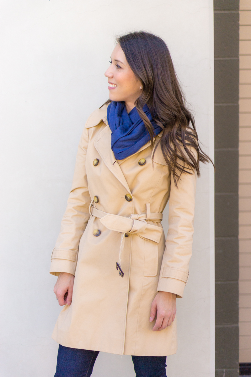 5 Must Have Fall Jackets & Coats | Fall outfit inspiration | Burberry Whitmore Olive Green Military Jacket | Burberry Trench coat with liner and removeable hood | J. Crew Factory trench coat | Banana Republic burgundy trench coat | Petite fashion and style blog | Nordstrom cashmere linen scarf