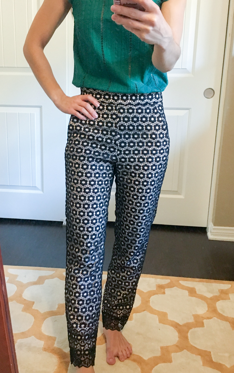 J. Crew Daisylace Bell-Sleeve top review | Daisylace pants, daisylace dress, LOFT camisole, Banana Republic Sloan Pants, Tieks ballet flats, sheec socks, Petite fashion and style blog, daisylace pants