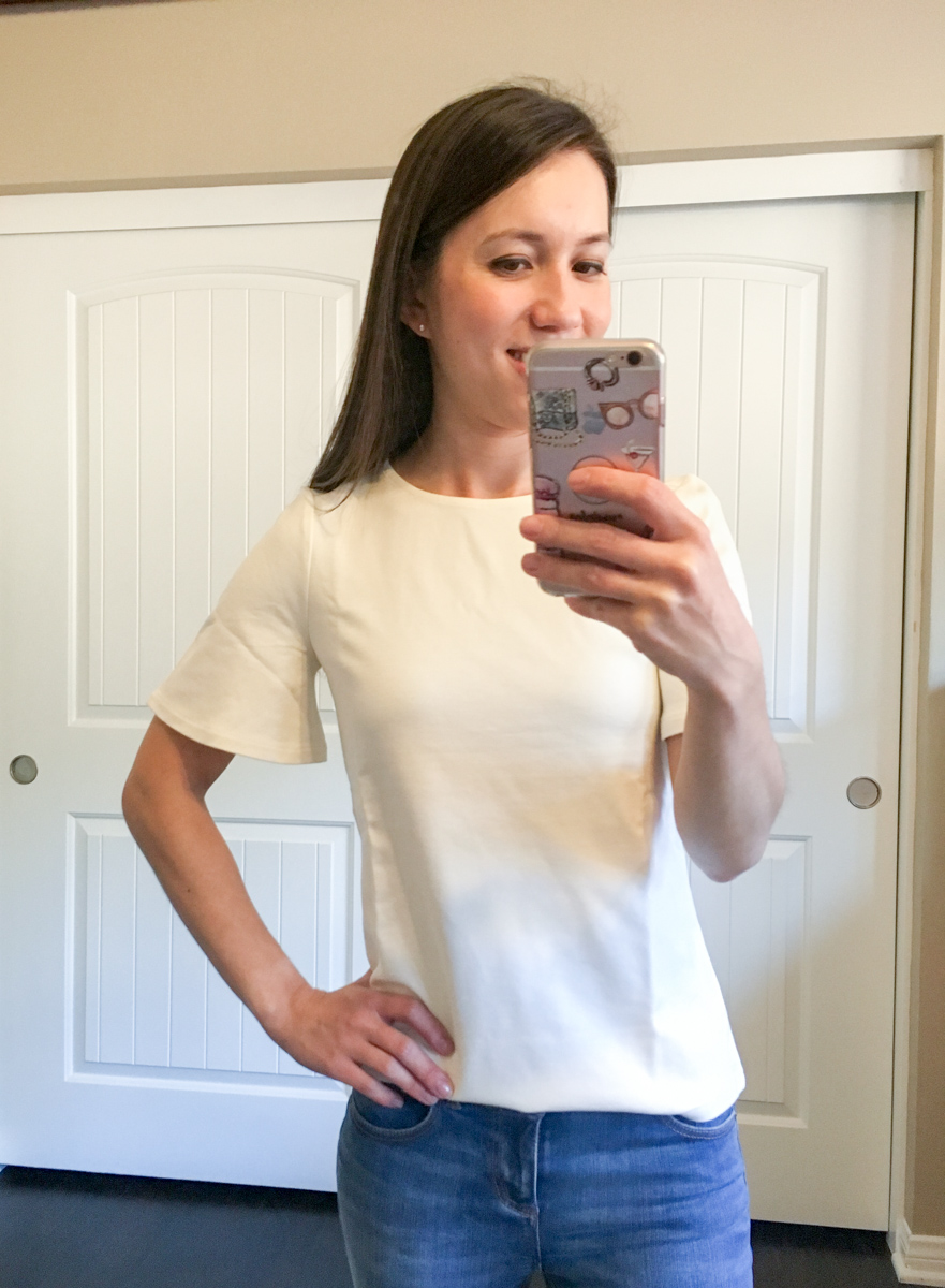 Fit Reviews & Weekend Sales | Ann Taylor, LOFT, WHBM, J. Crew | White House Black Market Leather Flounce Jacket | Ann Taylor LUXE collection leggings, sheath dress, J. Crew mock-neck lace top| Petite fashion and style blog