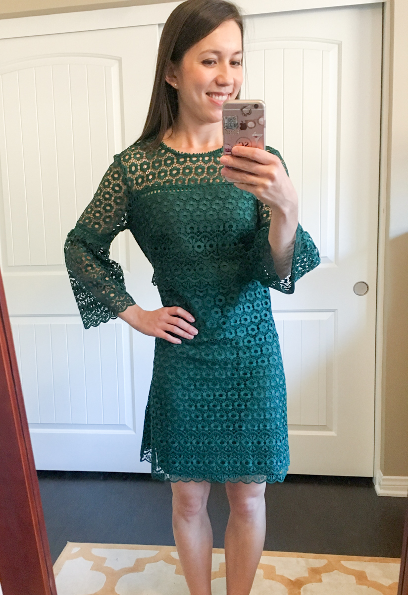 J. Crew Daisylace Bell-Sleeve top review | Daisylace pants, daisylace dress, LOFT camisole, Banana Republic Sloan Pants, Tieks ballet flats, sheec socks, Petite fashion and style blog, daisylace dress