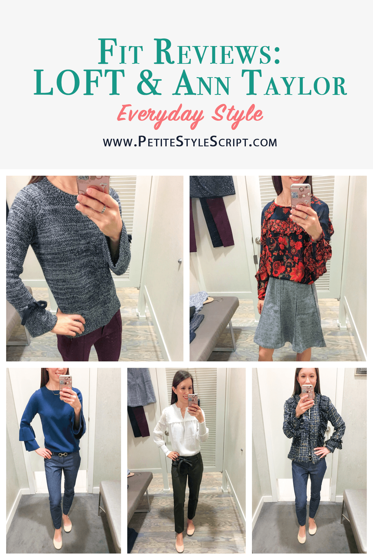 Ann Taylor LOFT Fit Reviews | New Arrivals review | Flounce sleeve sweater teal green review | Scuba leggings | Bow tie sweater | Flare Sweater Skirt | Sheath dress | Tweed jacket blazer | Work outfit inspiration | Casual fall outfits | Petite fashion and style blog