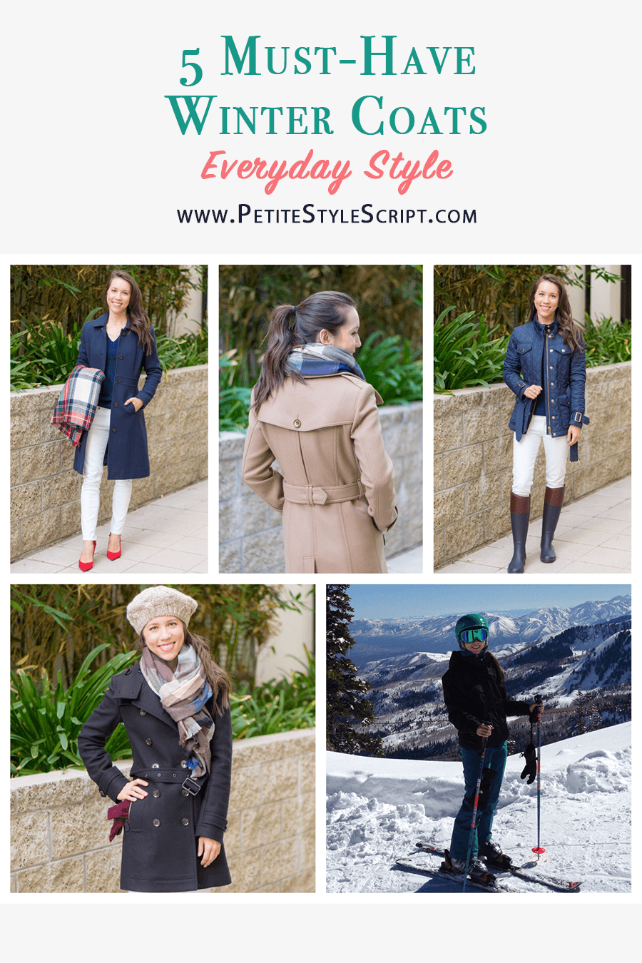 5 Winter Coats to own | Winter Wardrobe Essentials | Burberry wool coat Daylesmoore Gibbsmoore | J. Crew Lady Day wool coat | North Face ski jacket | Burberry finnsbridge haddingfield quilted coat | scarf |winter jacket | petite fashion style blog