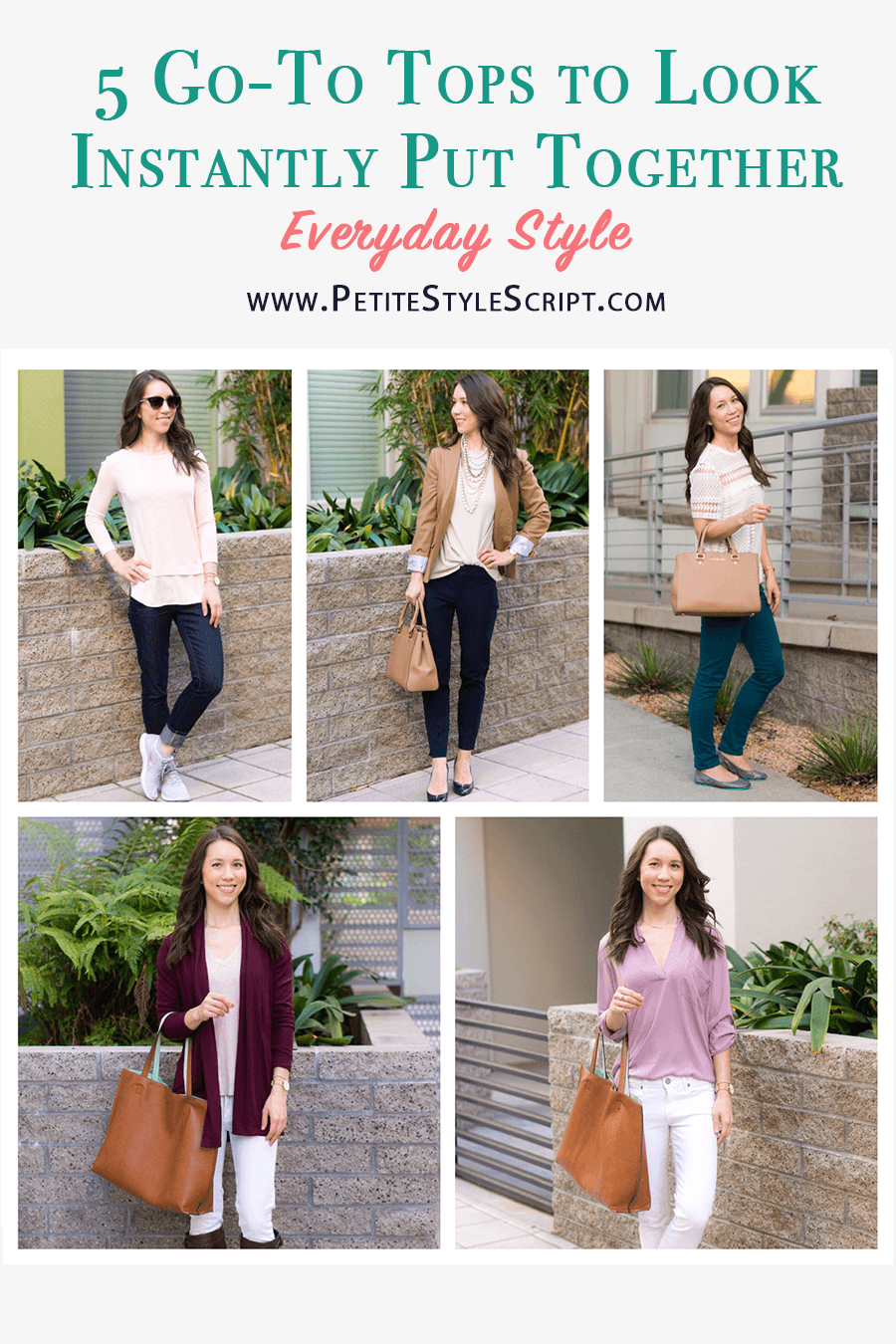 Five go-to tops to make you look effortlessly put together | tops to look instantly put together | polished outfits | easy casual outfit | easy office outfit | date night | gibson twist front | zella twist front | M. Gemi cerchio sneaker review | whbm jacket | blanknyc faux leather jacket | lush tunic blouse | madewell v-neck tee | lace tee top | J. Crew Factory drapey tee