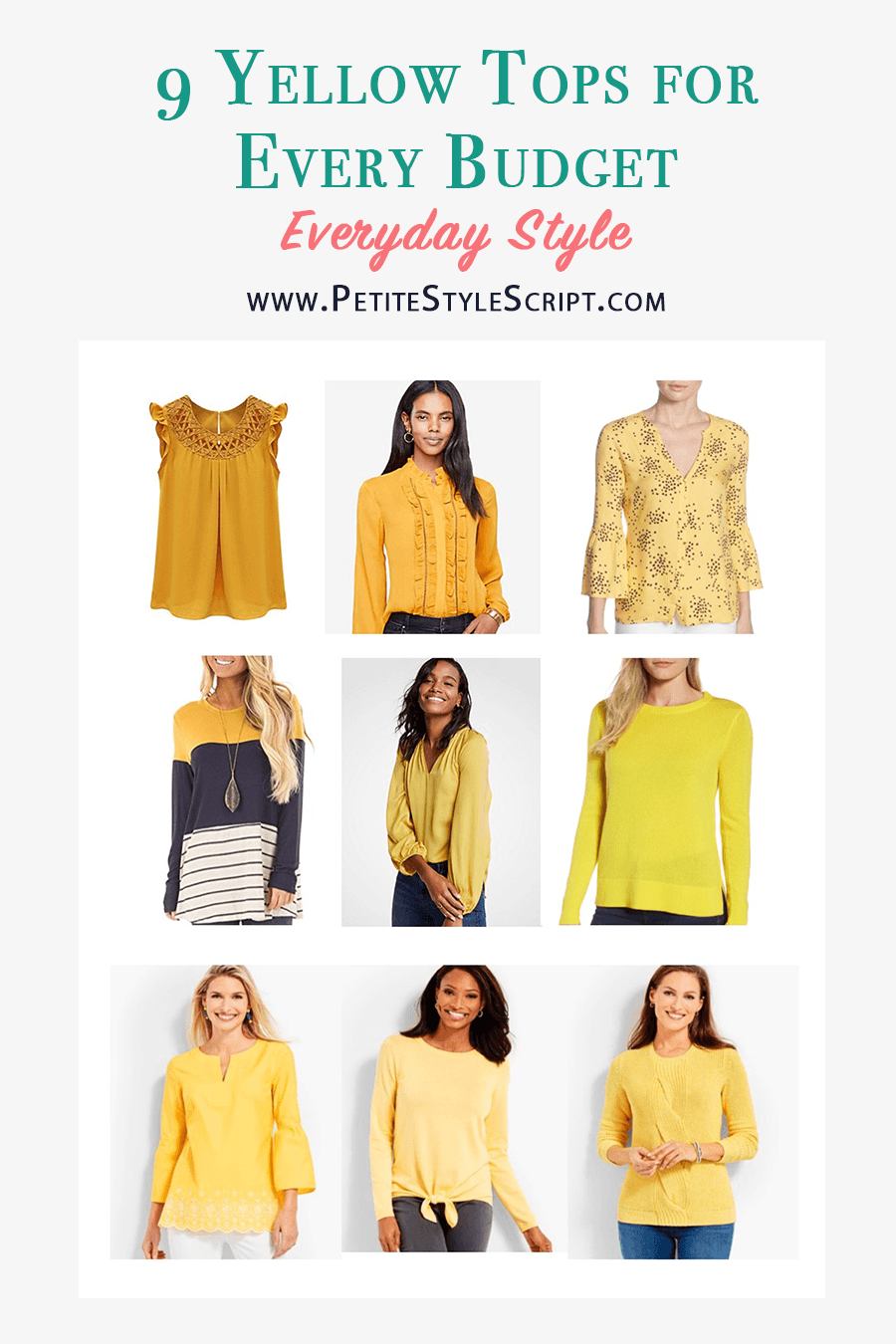 How to Wear Navy & Mustard Yellow together | Work outfit inspiration | Lush tunic blouse | Ann Taylor yellow ruffle blouse | Petite fashion and style blog | Banana Republic Sloan Pants | Gibson burgundy cardigan | Talbots reversible belt | Tory Burch wallet clutch | Office style | yellow and navy