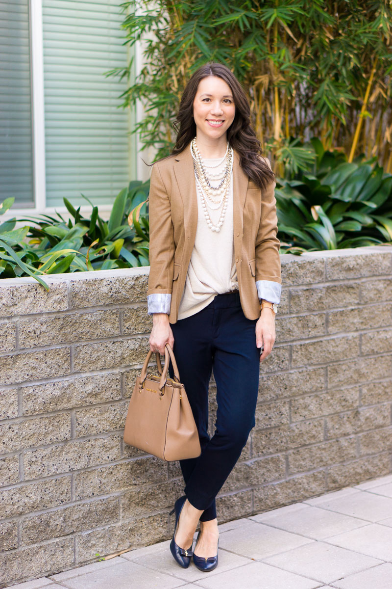 Five go-to tops to make you look effortlessly put together | tops to look instantly put together | polished outfits | easy casual outfit | easy office outfit | date night | gibson twist front | zella twist front | M. Gemi cerchio sneaker review | whbm jacket | blanknyc faux leather jacket | lush tunic blouse | madewell v-neck tee | lace tee top | J. Crew Factory drapey tee camel blazer