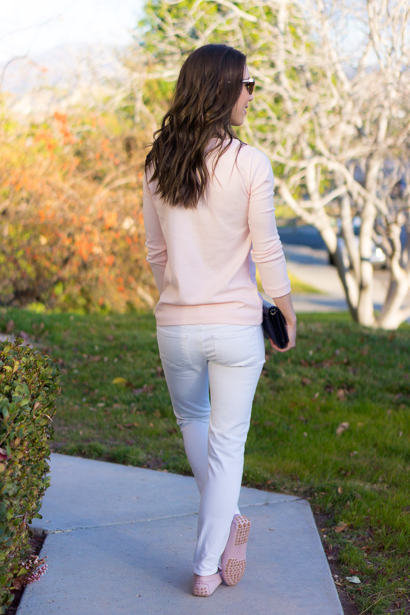 J. Crew Factory Scallop Camisole Top Review | scallop tank | scallop longsleeve tee | distressed denim | Caslon knit jacket | petite fashion and style blog | M. Gemi Pastoso review | M. Gemi Felize loafer moccasin flats review | Tory Burch polarized sunglasses | sidewalk skirt