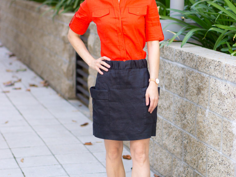 Material World Stylist Box Review | Designer Brands at Low Prices | Shopping Luxury Brands Secondhand | Hassle-free online shopping | Theory red shirt | Joie white pants | Acne Studios Skirt| Ted Baker Dress | Milly Dress | Petite Fashion Style Blog | KonMari Philosophy