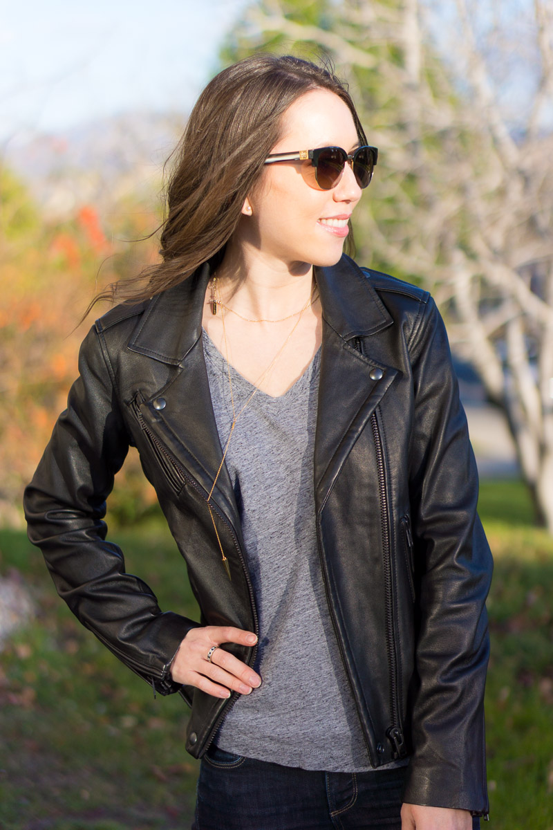 Leather Jacket - Petite Style Script