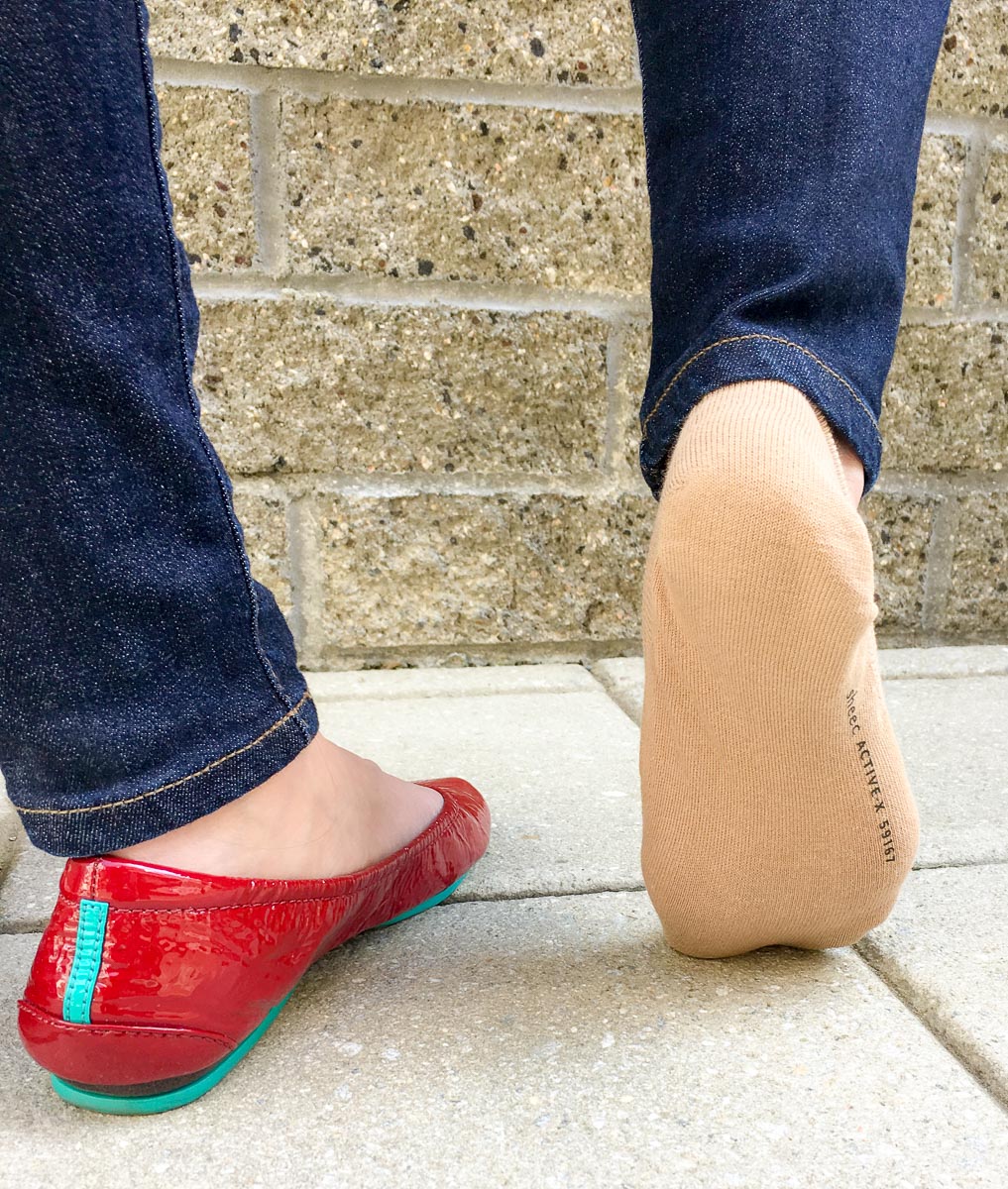 Sheec Socks Review - New 2019 Designs for all Shoe Types - No Show Socks SoleHugger Secret 2.0 Ultra-Low to High Cut and Active-X Low & Mid Cut + Slingback, cotton no show socks, Tieks by Gavrieli Ballet flats review, Rothy's ballet flats, capsule wardrobe download for summer, Petite Style Script blog by Dr. Jessica Louie