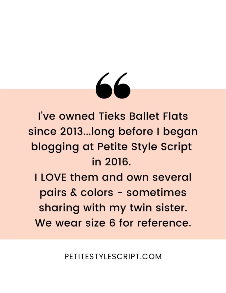 36 outfit ideas to wear with Tieks ballet flats. 36 Tieks outfit ideas by Dr. Jessica Louie of Petite Style Script blog. Capsule wardrobes for pharmacists and healthcare professionals with ballet flats to wear comfortably all day long in the hospital or clinic. Declutter your closet mini course.